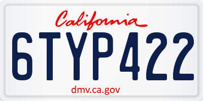CA license plate 6TYP422