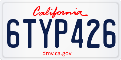CA license plate 6TYP426