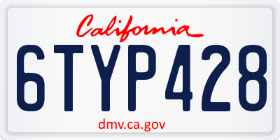 CA license plate 6TYP428