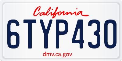 CA license plate 6TYP430