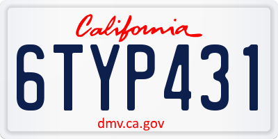 CA license plate 6TYP431