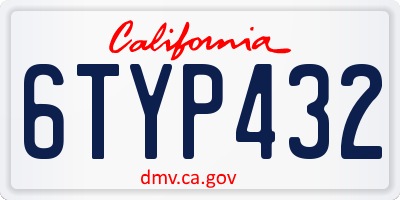 CA license plate 6TYP432