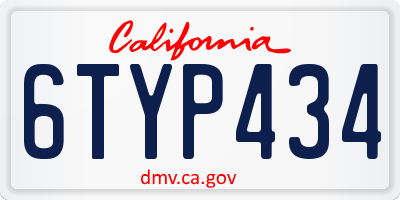 CA license plate 6TYP434