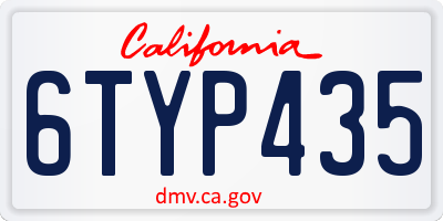 CA license plate 6TYP435