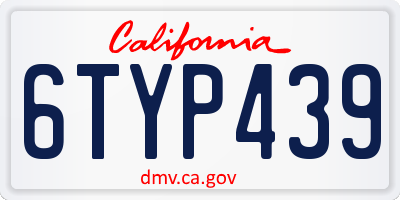 CA license plate 6TYP439