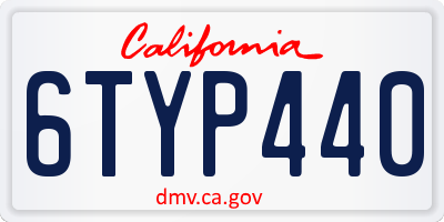 CA license plate 6TYP440
