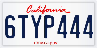 CA license plate 6TYP444