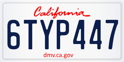 CA license plate 6TYP447