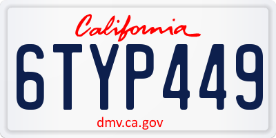 CA license plate 6TYP449