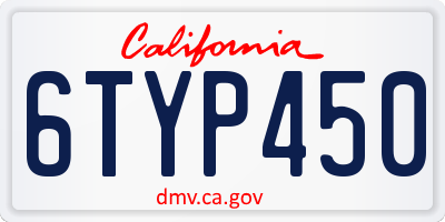 CA license plate 6TYP450