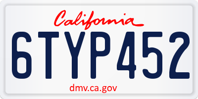 CA license plate 6TYP452