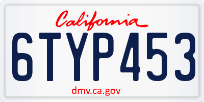 CA license plate 6TYP453