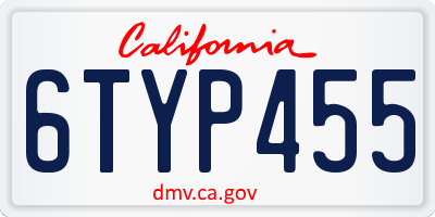 CA license plate 6TYP455