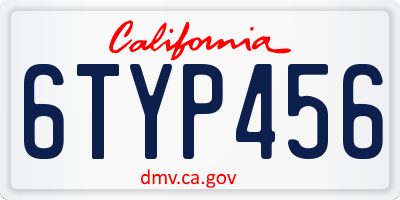 CA license plate 6TYP456