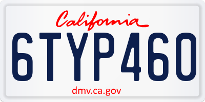 CA license plate 6TYP460