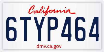 CA license plate 6TYP464