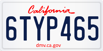 CA license plate 6TYP465