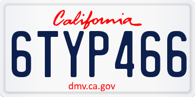 CA license plate 6TYP466