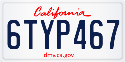 CA license plate 6TYP467