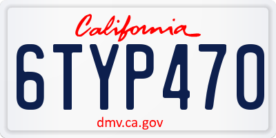 CA license plate 6TYP470