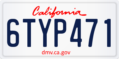 CA license plate 6TYP471