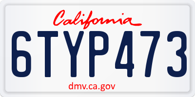 CA license plate 6TYP473