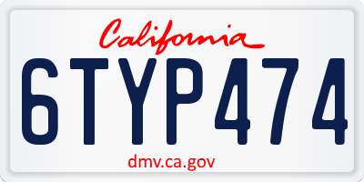 CA license plate 6TYP474