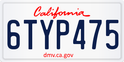 CA license plate 6TYP475