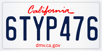 CA license plate 6TYP476