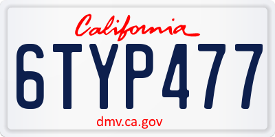 CA license plate 6TYP477