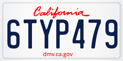 CA license plate 6TYP479