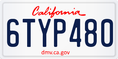 CA license plate 6TYP480