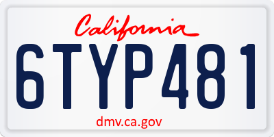 CA license plate 6TYP481