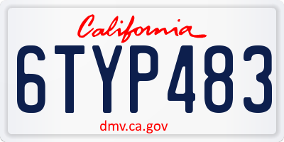 CA license plate 6TYP483