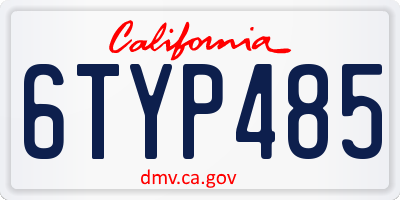 CA license plate 6TYP485
