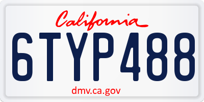 CA license plate 6TYP488