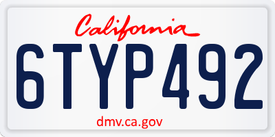 CA license plate 6TYP492