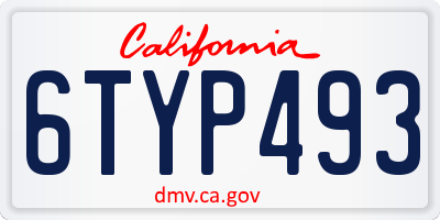 CA license plate 6TYP493