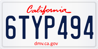 CA license plate 6TYP494