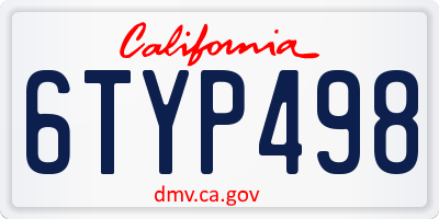 CA license plate 6TYP498