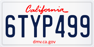 CA license plate 6TYP499