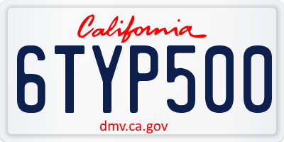 CA license plate 6TYP500