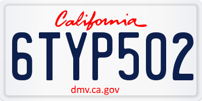 CA license plate 6TYP502
