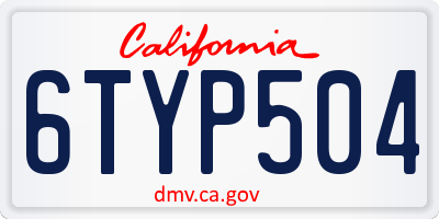 CA license plate 6TYP504
