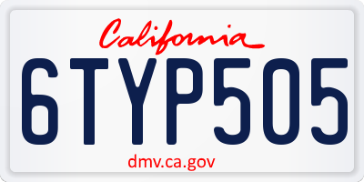CA license plate 6TYP505