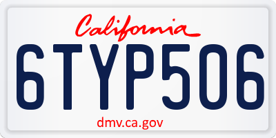 CA license plate 6TYP506