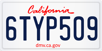 CA license plate 6TYP509
