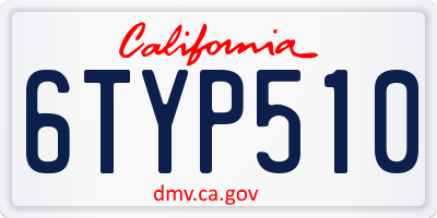 CA license plate 6TYP510