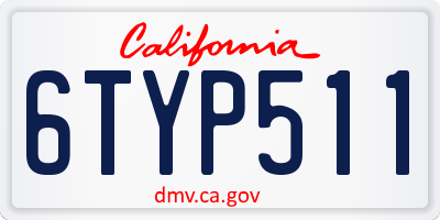 CA license plate 6TYP511