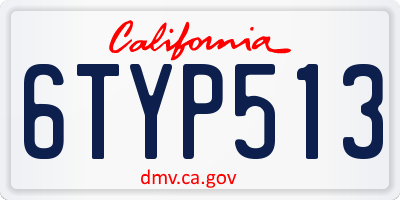 CA license plate 6TYP513